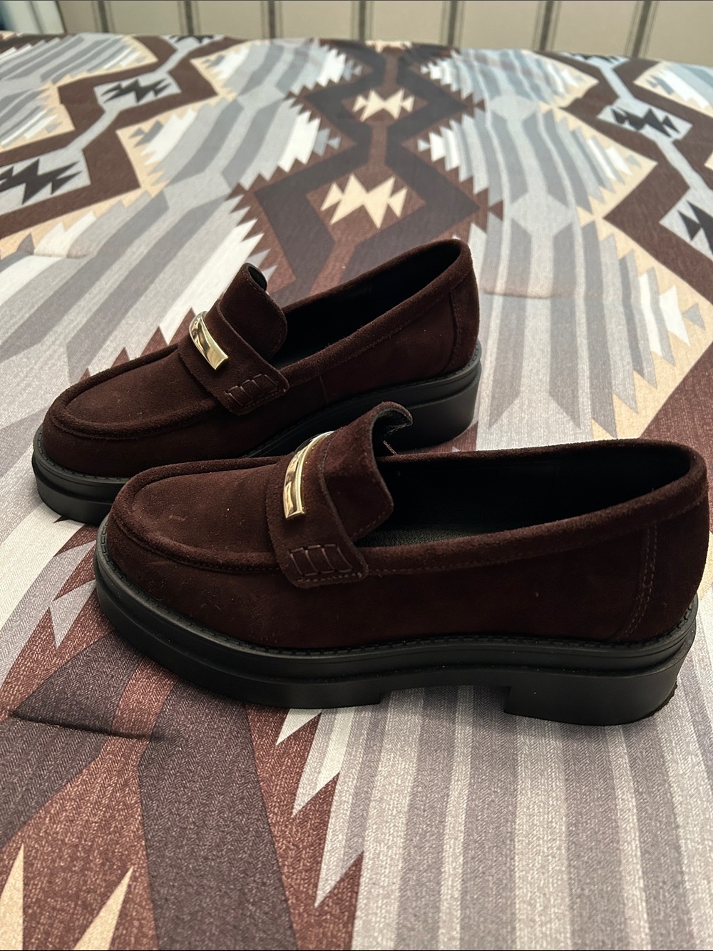 Steve Madden Suede Penny Loafers - Dark Brown